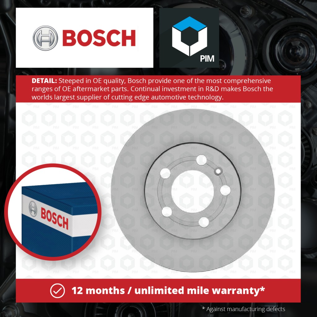Bosch 2x Brake Discs Pair Vented Front 0986478853 [PM355147]