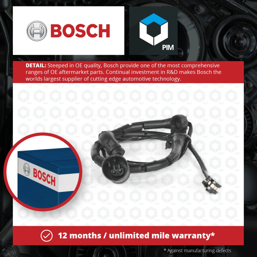 Bosch Brake Pad Wear Indicator Sensor Front 1987474943 [PM346677]