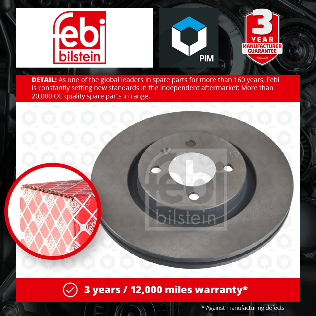 Febi 2x Brake Discs Pair Vented Front 11206 [PM346576]