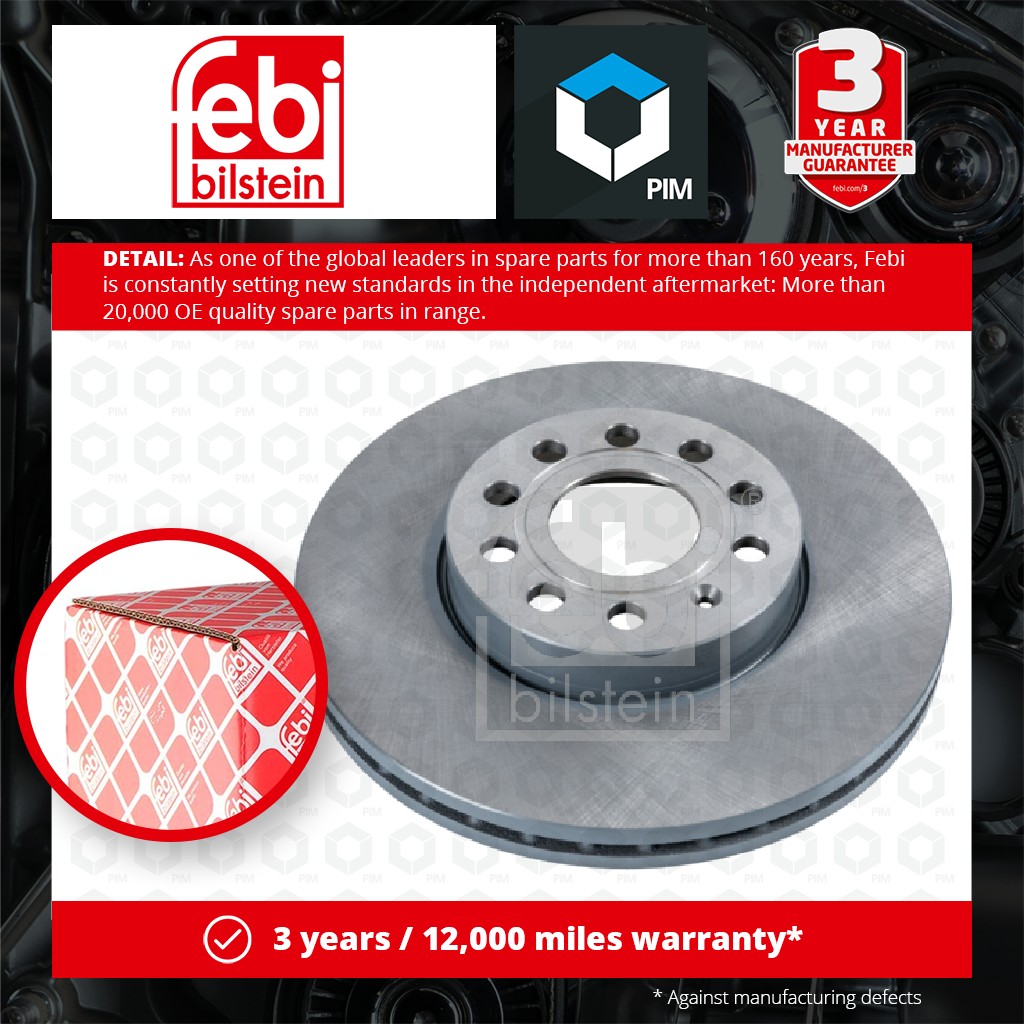 Febi 2x Brake Discs Pair Vented Front 22902 [PM345013]