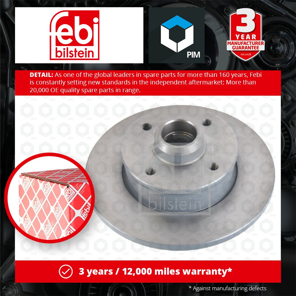 Febi 2x Brake Discs Pair Solid Rear 09074 [PM344995]