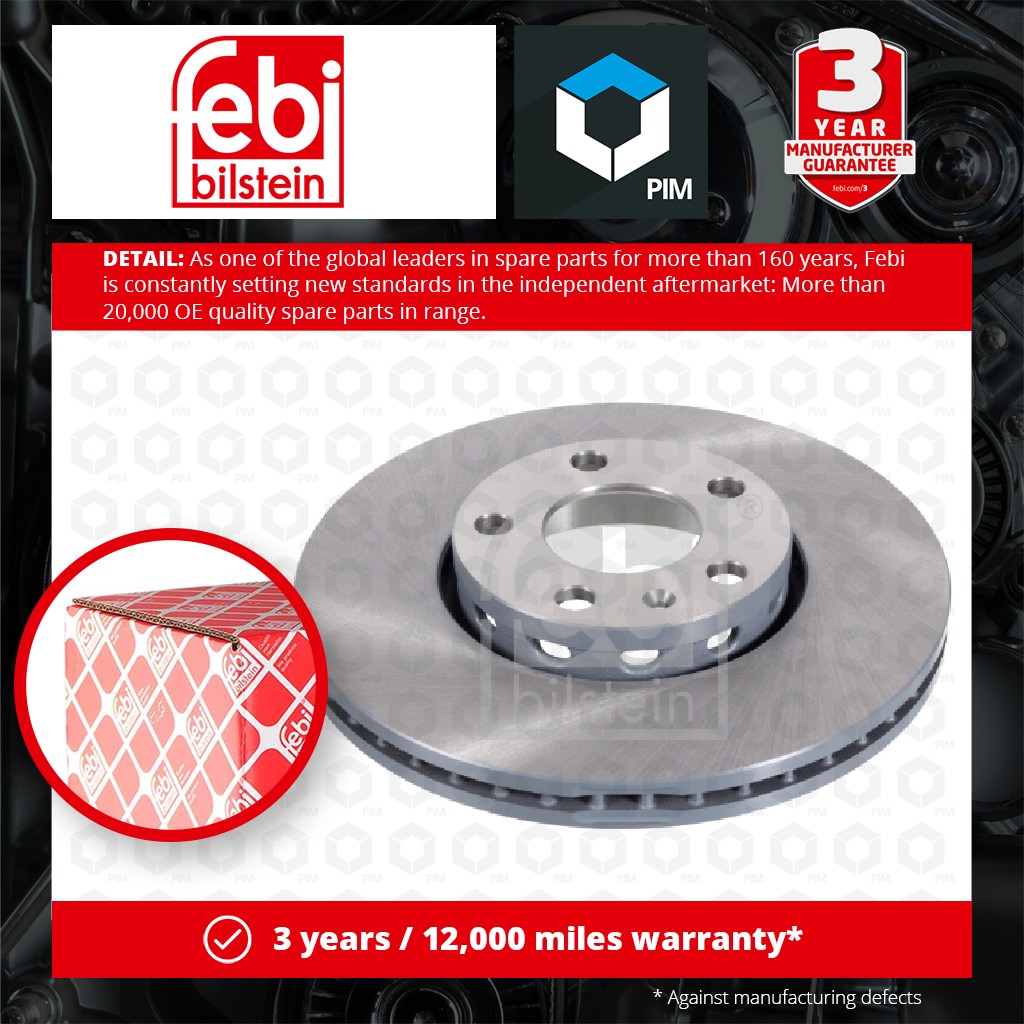 Febi 2x Brake Discs Pair Vented Front 08352 [PM344993]