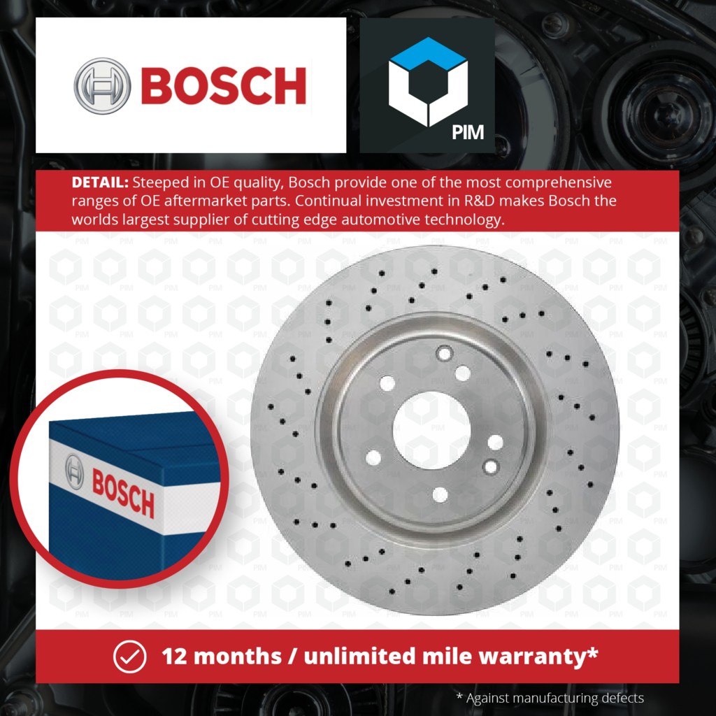 Bosch 2x Brake Discs Pair Vented Front 0986479135 [PM344041]