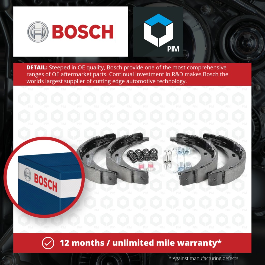 Bosch Handbrake Shoes Set 0986487582 [PM342652]