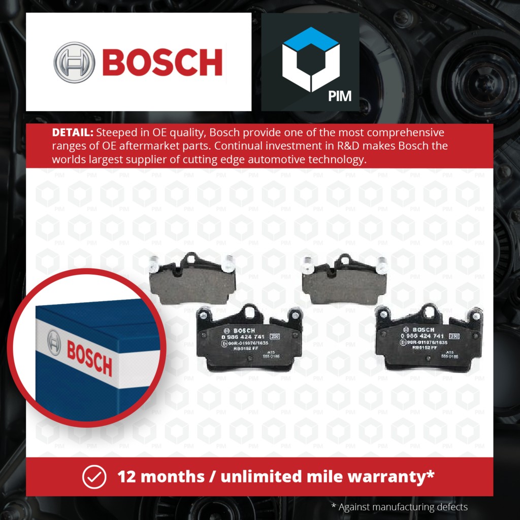 Bosch Brake Pads Set Rear 0986424741 [PM323055]