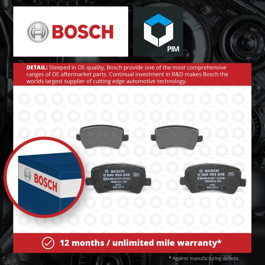 Bosch Brake Pads Set Rear 0986494248 [PM321402]
