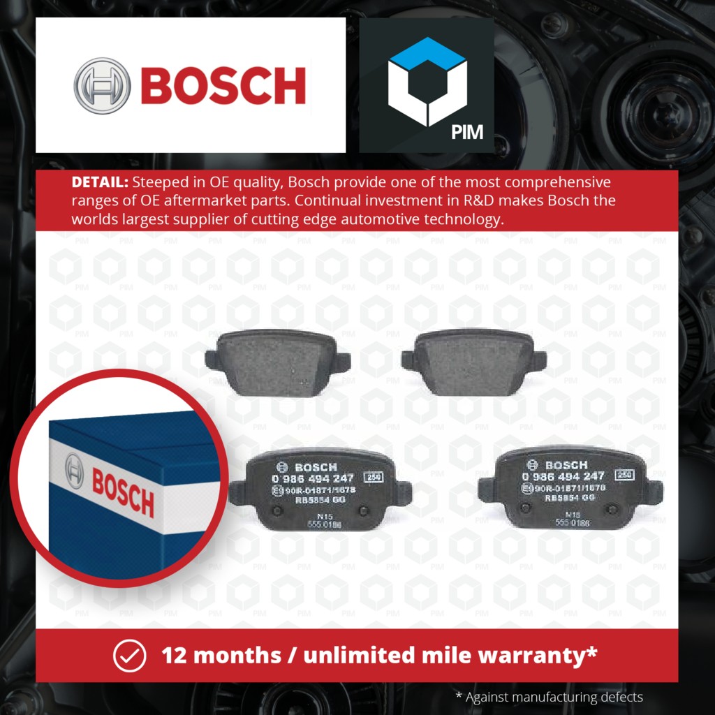 Bosch Brake Pads Set Rear 0986494247 [PM321401]