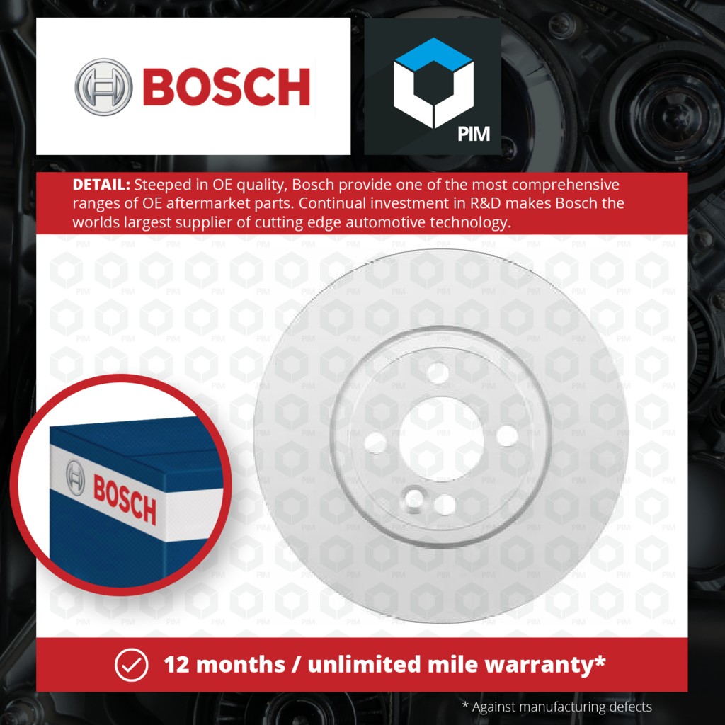 Bosch 2x Brake Discs Pair Vented Front 0986479438 [PM320829]