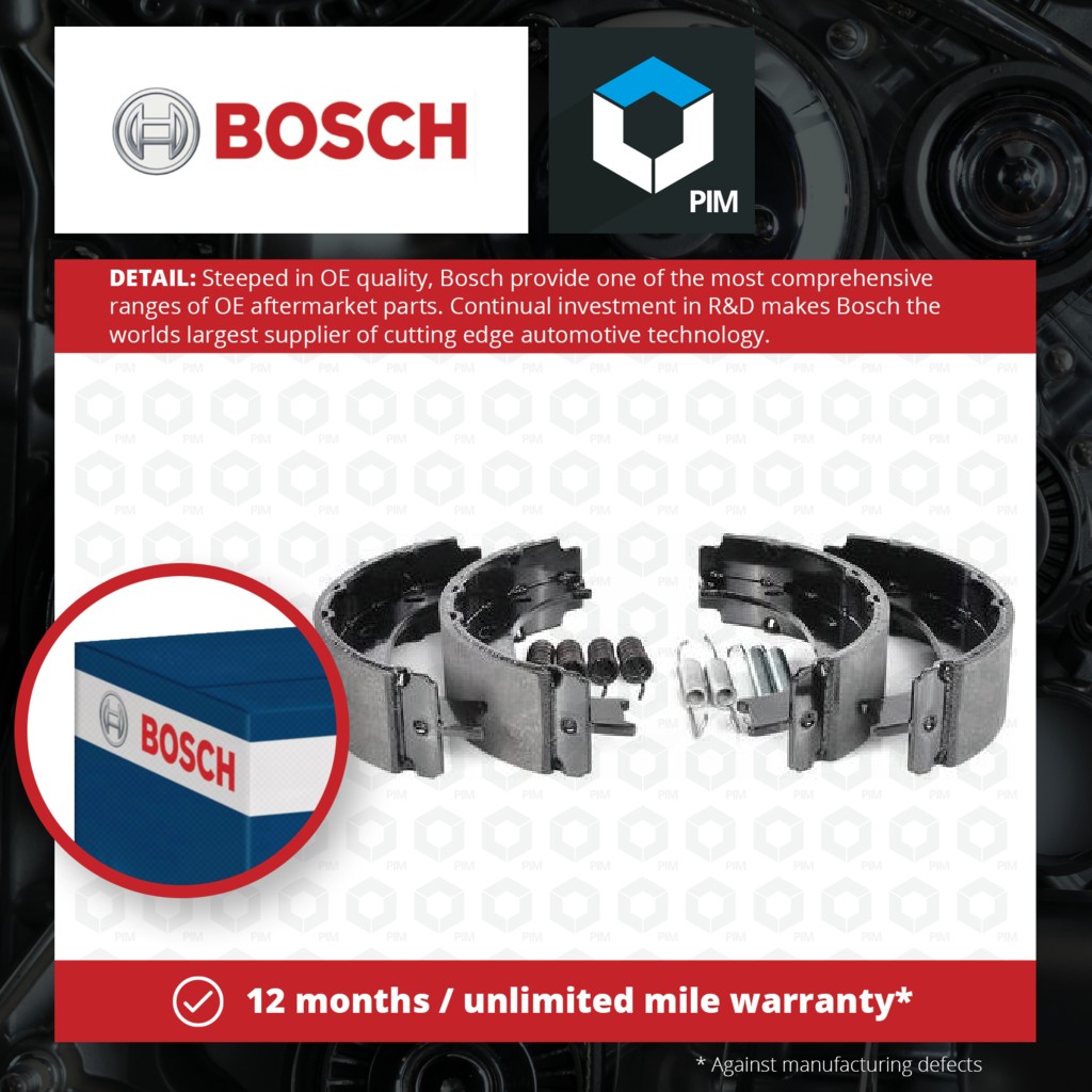 Bosch Handbrake Shoes Set 0986487610 [PM320376]