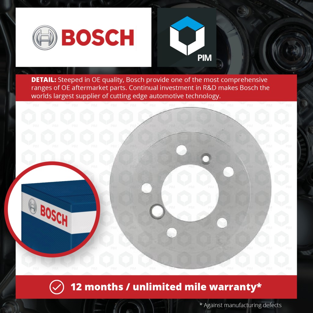 Bosch 2x Brake Discs Pair Solid Rear 0986478433 [PM304054]