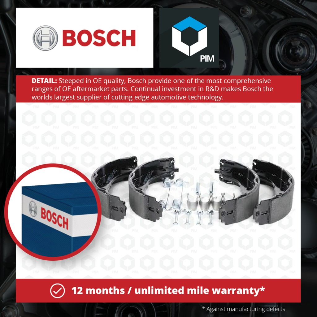 Bosch Handbrake Shoes Set 0986487726 [PM291428]