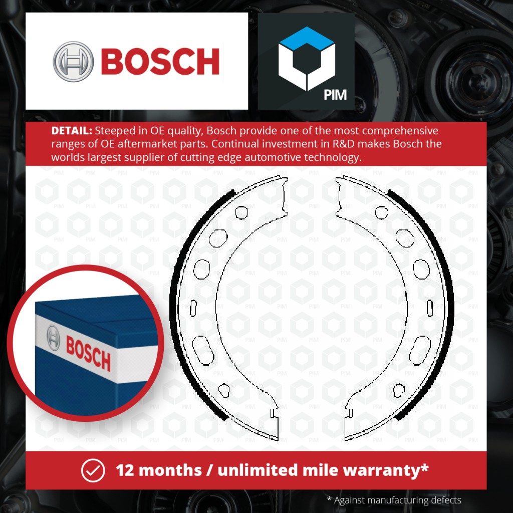 Bosch Handbrake Shoes Set 0986487706 [PM291416]