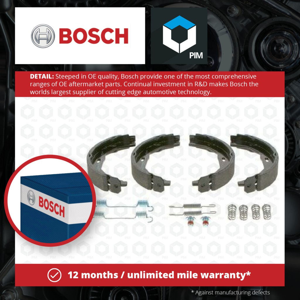 Bosch Handbrake Shoes Set 0986487723 [PM291378]
