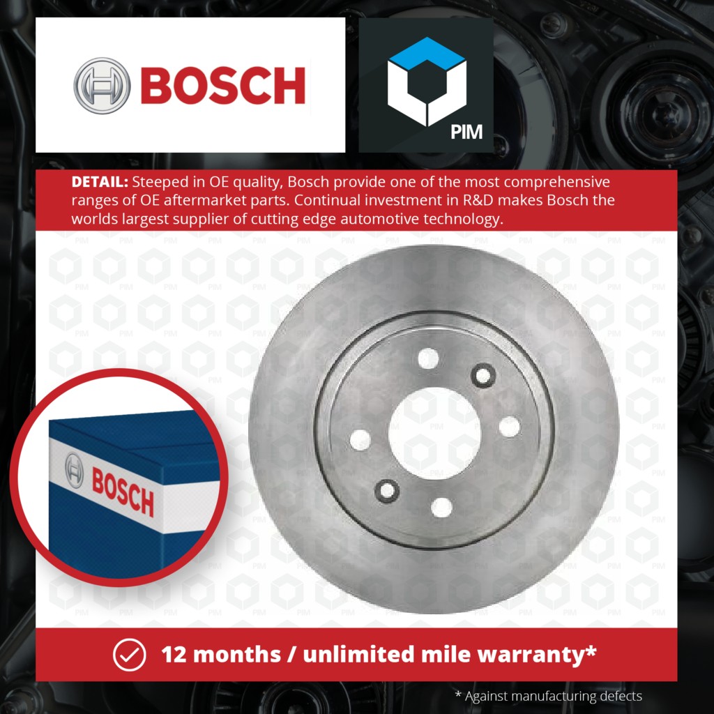 Bosch 2x Brake Discs Pair Solid Front 0986479164 [PM291007]