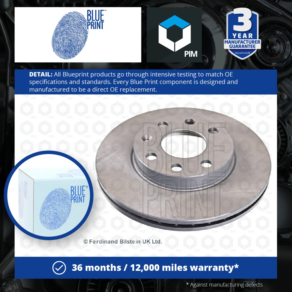 Blue Print 2x Brake Discs Pair Vented Front ADG04325 [PM276505]