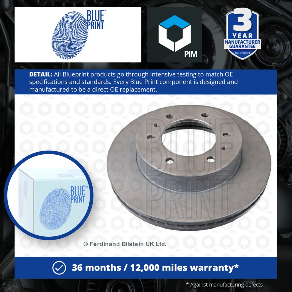 Blue Print 2x Brake Discs Pair Vented Front ADA104339 [PM262309]