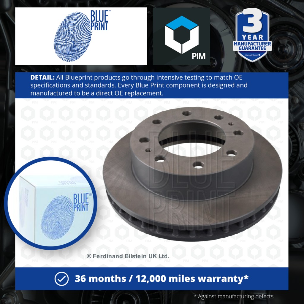 Blue Print 2x Brake Discs Pair Vented Front ADA104348 [PM262308]