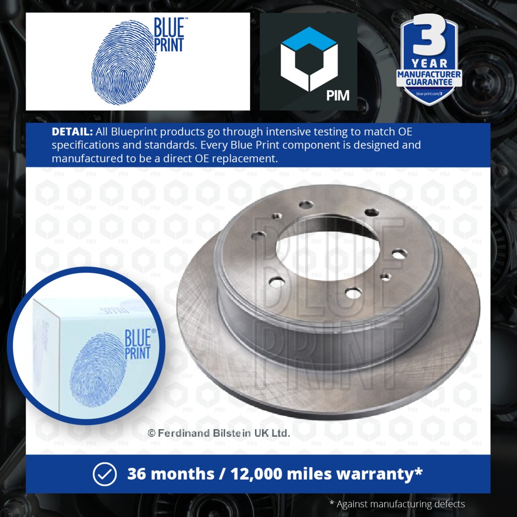 Blue Print 2x Brake Discs Pair Solid Rear ADA104338 [PM262306]