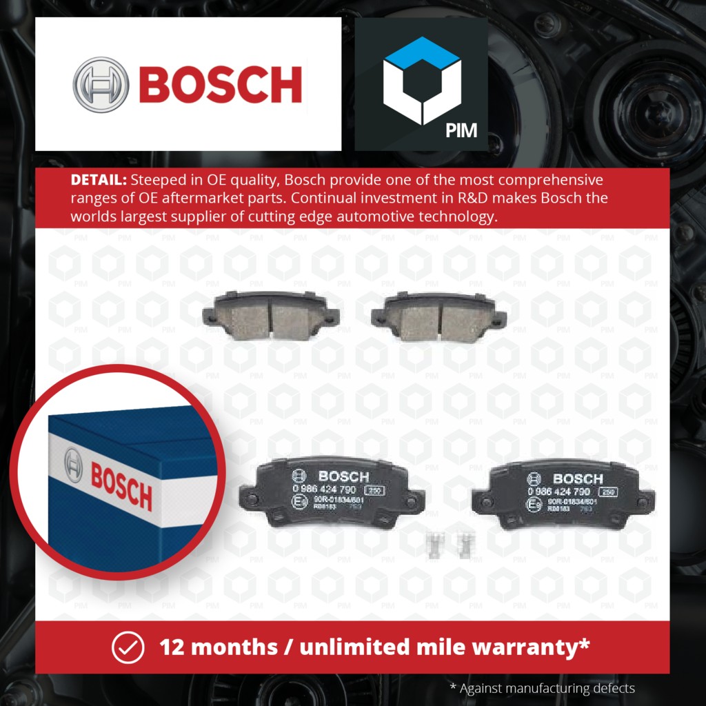 Bosch Brake Pads Set Rear 0986424790 [PM243093]