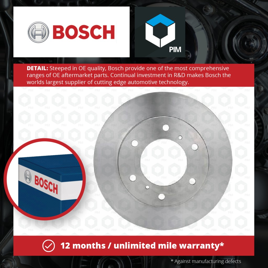 Bosch 2x Brake Discs Pair Vented Front 0986478990 [PM243003]