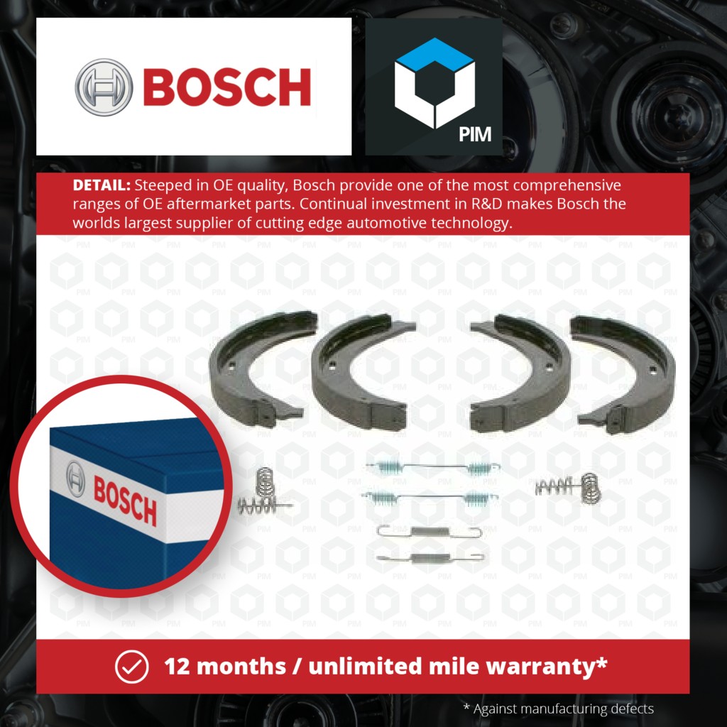 Bosch Handbrake Shoes Set 0986487605 [PM242838]