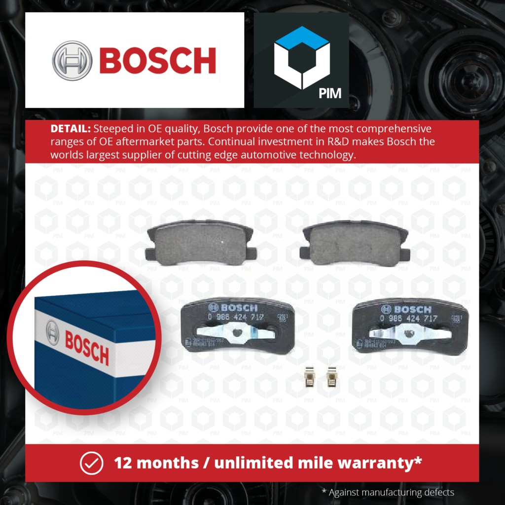 Bosch Brake Pads Set Rear 0986424717 [PM242409]