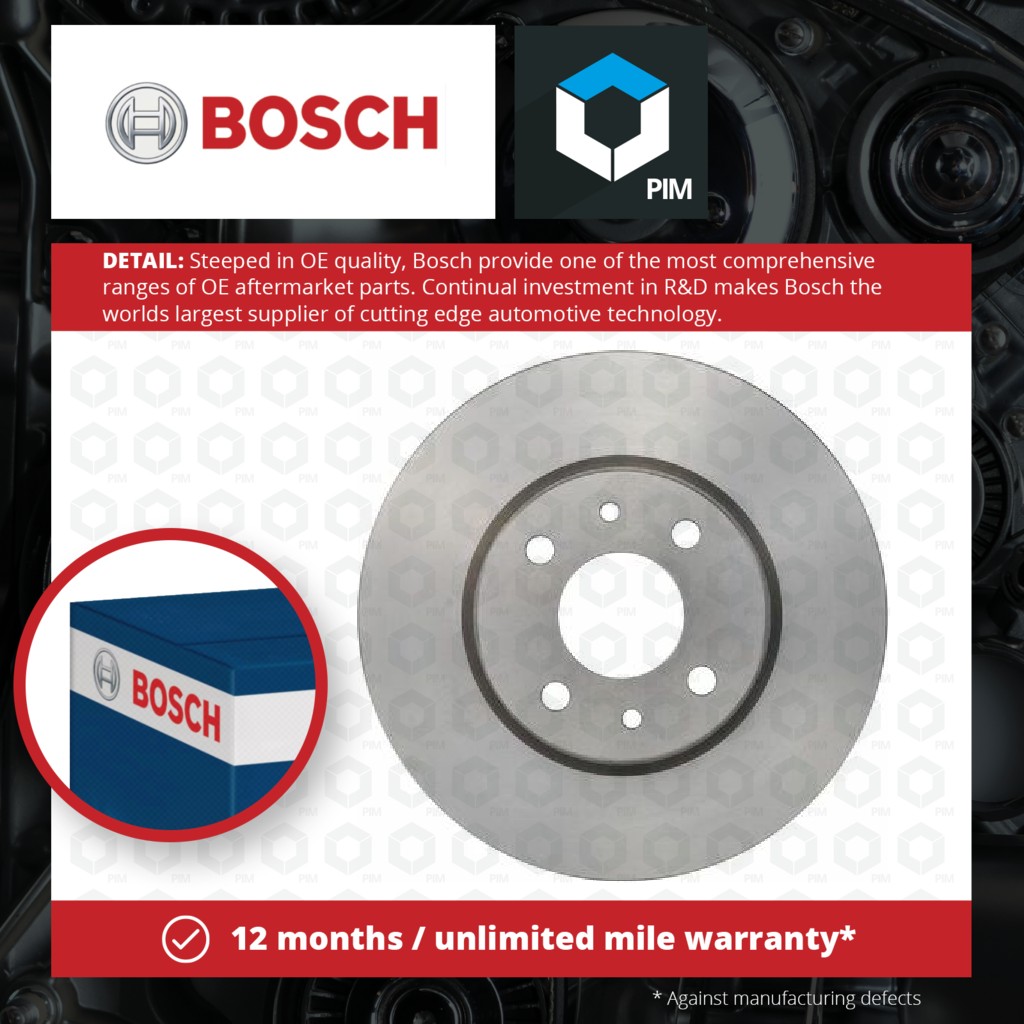 Bosch 2x Brake Discs Pair Vented 0986478639 [PM242290]