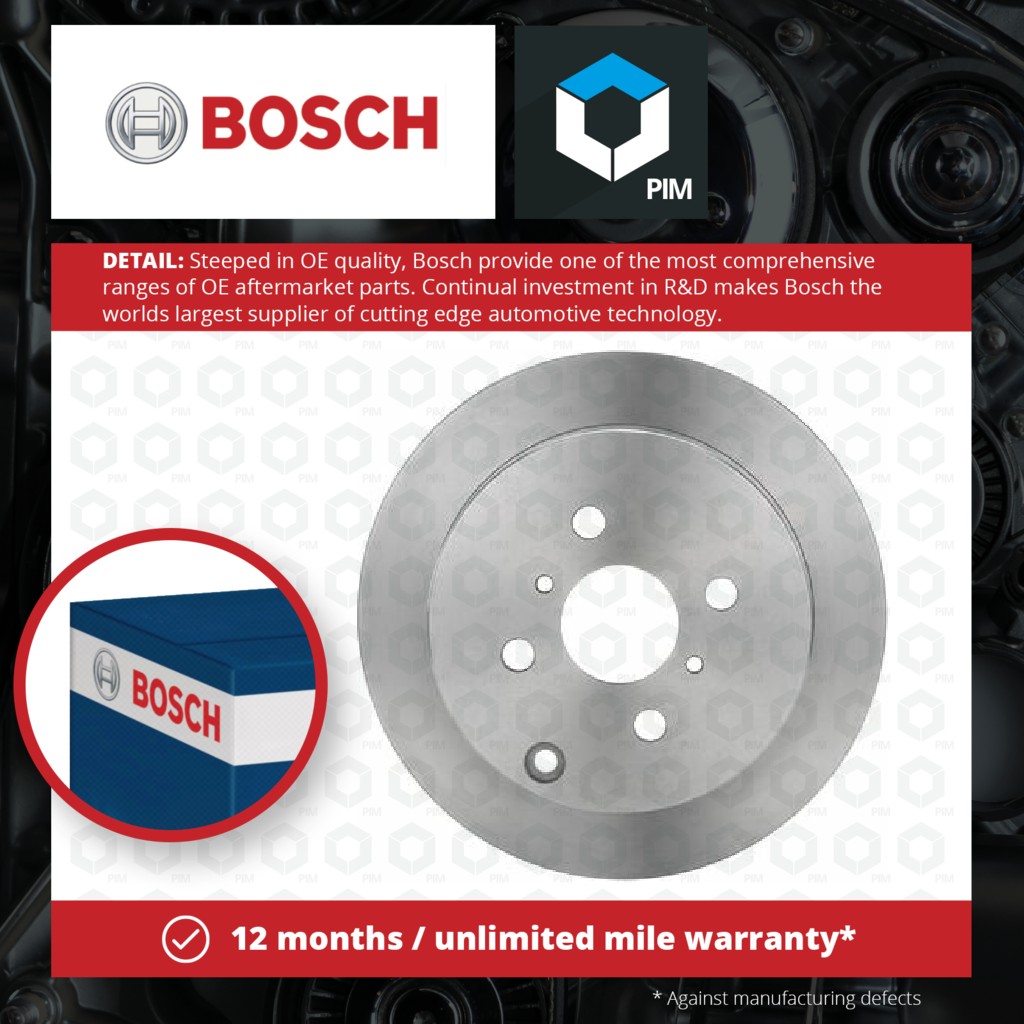Bosch 2x Brake Discs Pair Solid Rear 0986479087 [PM242178]