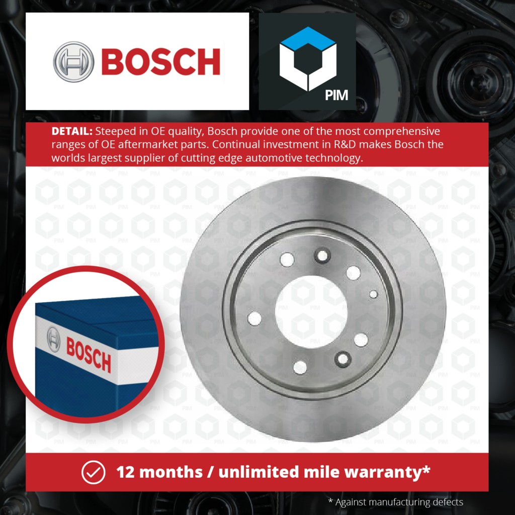 Bosch 2x Brake Discs Pair Solid Rear 0986479131 [PM241846]