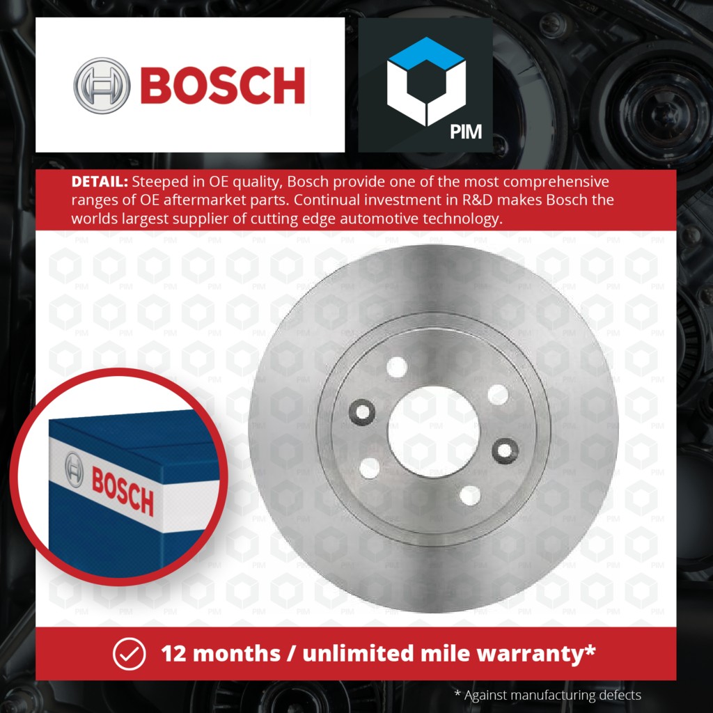 Bosch 2x Brake Discs Pair Vented Front 0986478124 [PM241664]