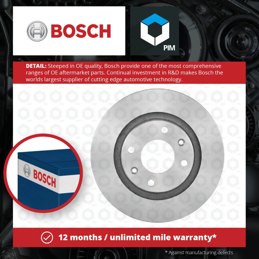 Bosch 2x Brake Discs Pair Vented Front 0986478268 [PM241258]