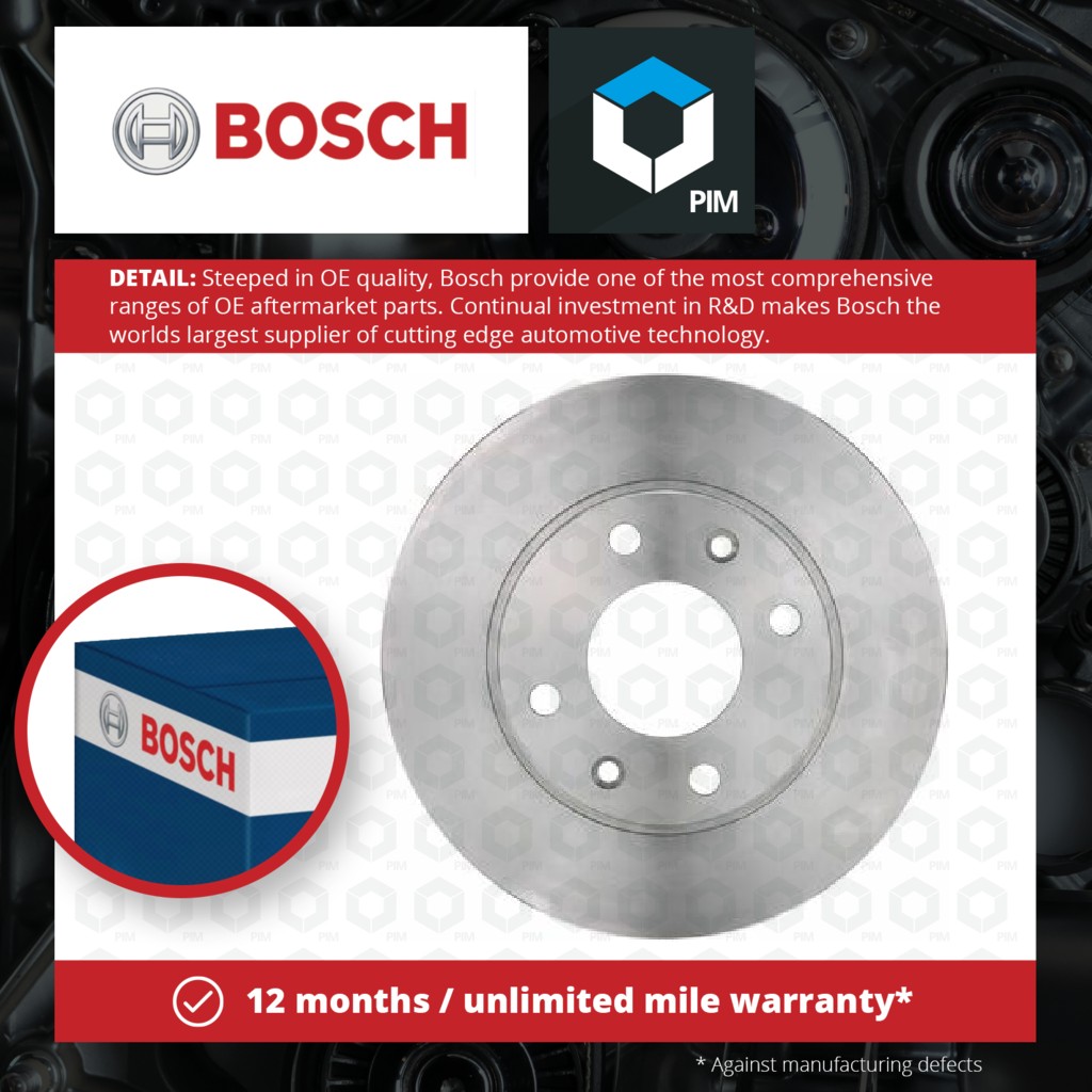 Bosch 2x Brake Discs Pair Vented Front 0986478370 [PM241177]
