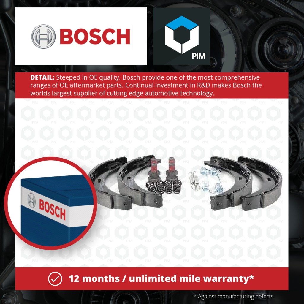 Bosch Handbrake Shoes Set 0986487543 [PM240985]