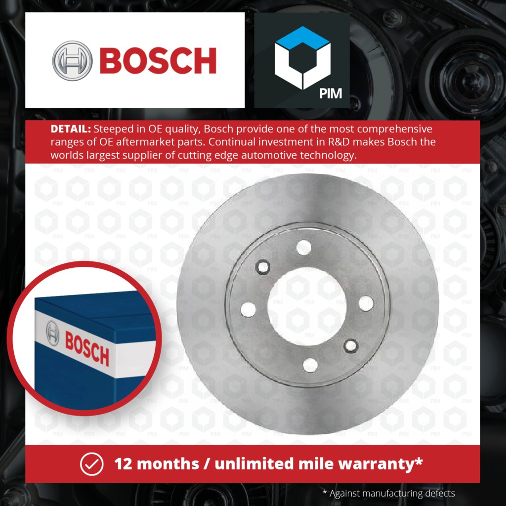 Bosch 2x Brake Discs Pair Solid Rear 0986478464 [PM240765]