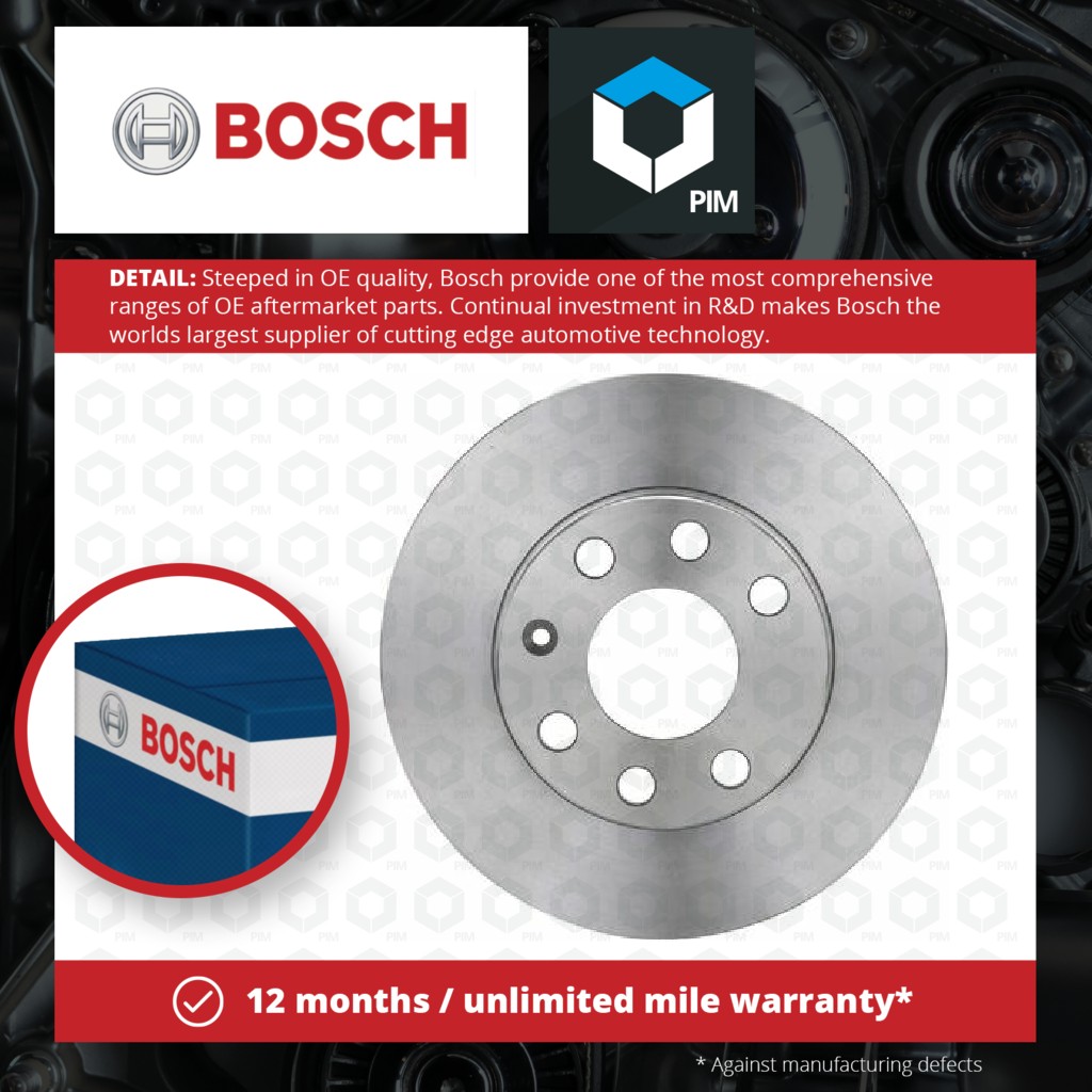 Bosch 2x Brake Discs Pair Solid Front 0986478081 [PM240751]