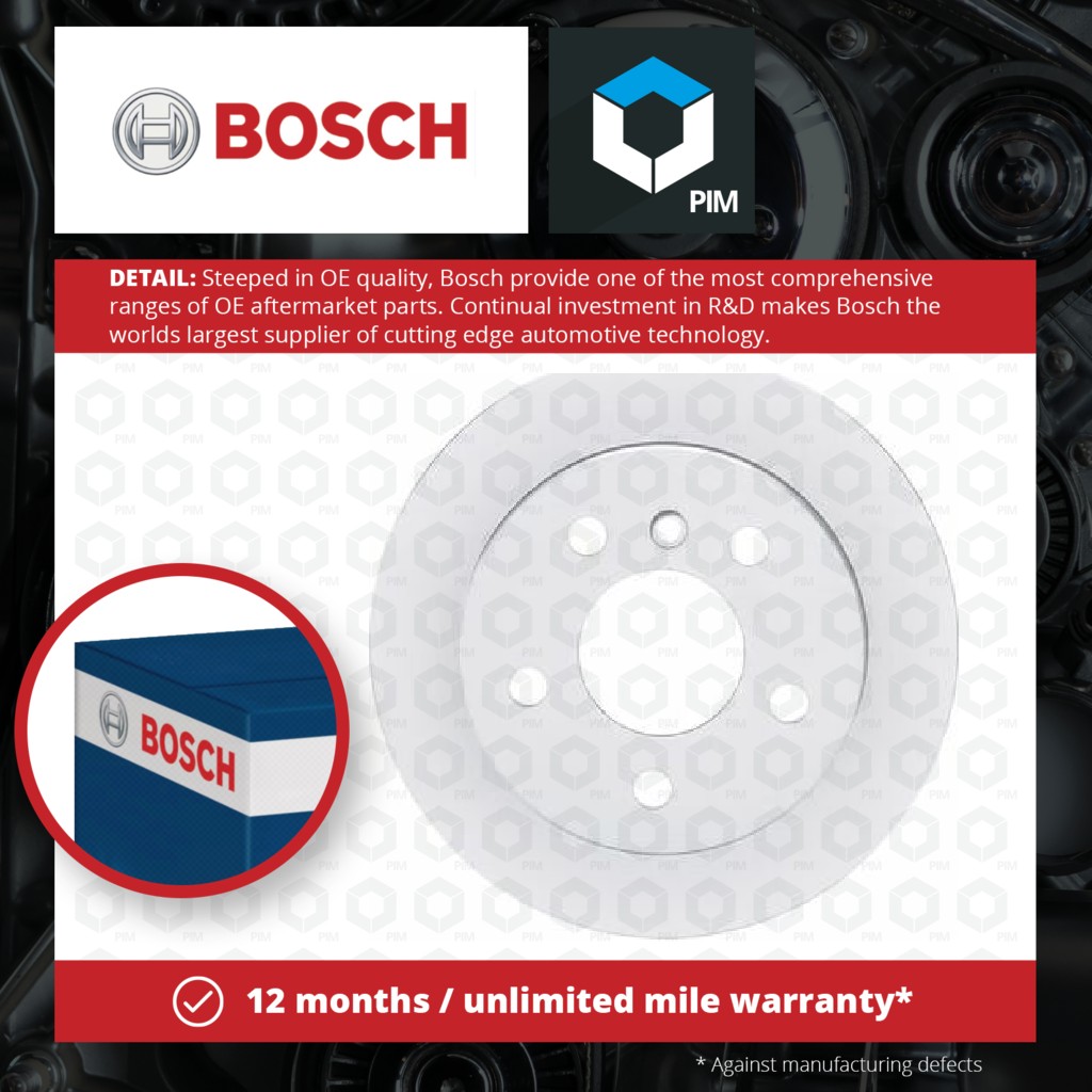 Bosch 2x Brake Discs Pair Solid Rear 0986479235 [PM239761]
