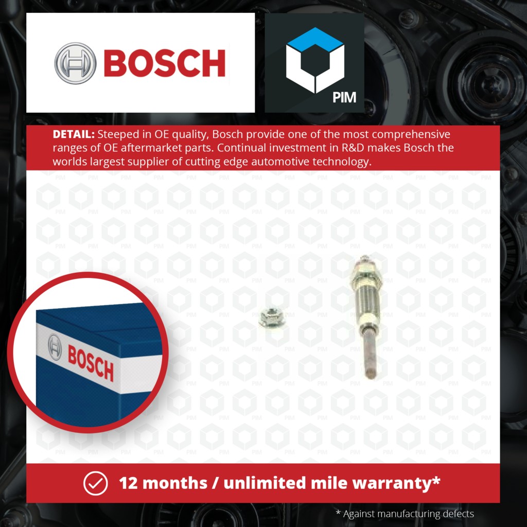 Bosch Glow Plugs Set 4x 0250202096 [PM237127]