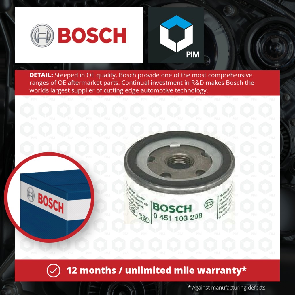 2x Bosch Oil Filter 0451103298 [PM229177]
