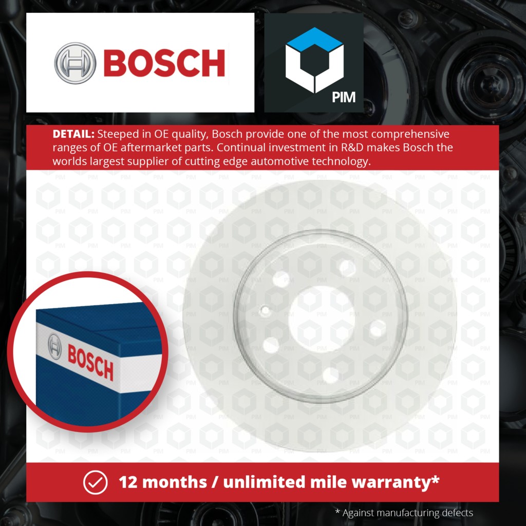 Bosch 2x Brake Discs Pair Solid Rear 0986479465 [PM218787]