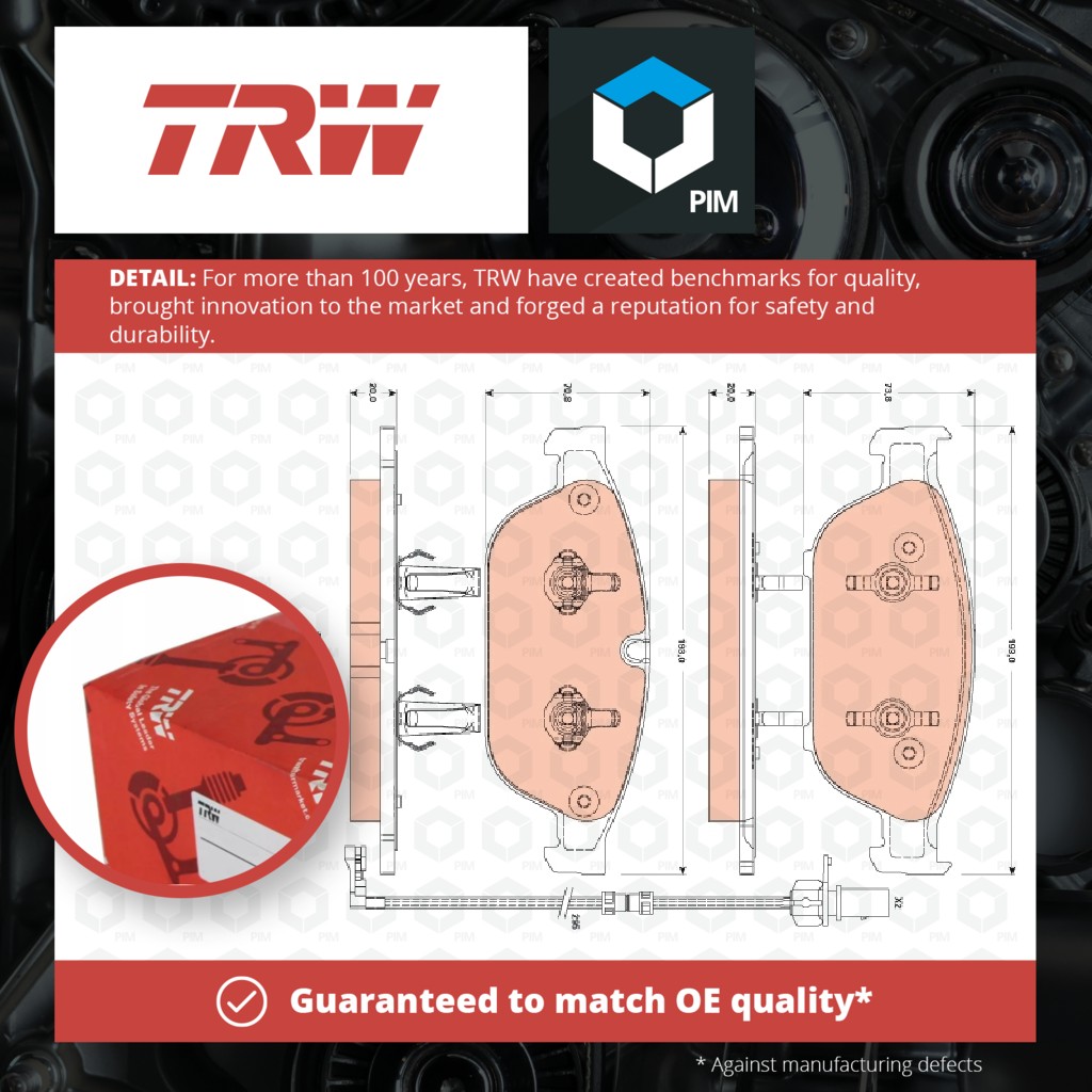 TRW Brake Pads Set Front GDB1883 [PM204339]