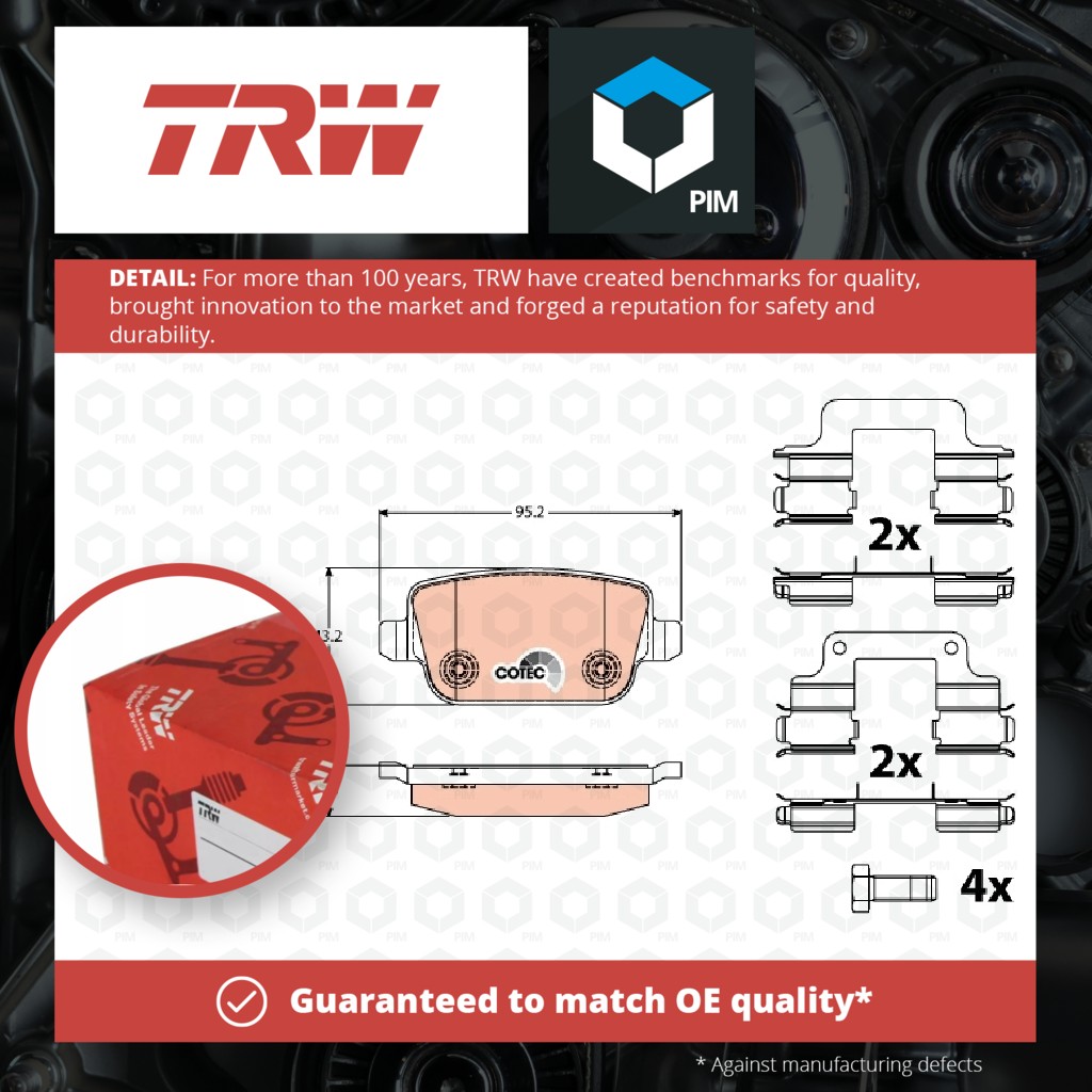 TRW Brake Pads Set Rear GDB1708 [PM204302]