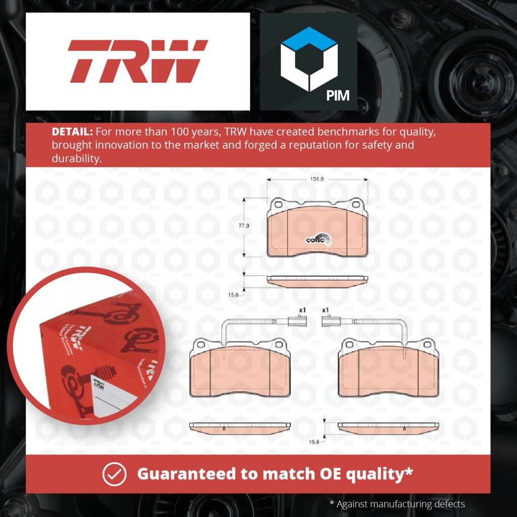 TRW Brake Pads Set Front GDB1648 [PM204285]