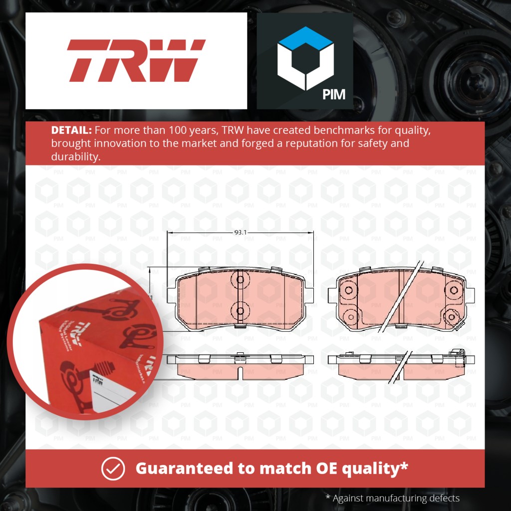 TRW Brake Pads Set Rear GDB3421 [PM201288]