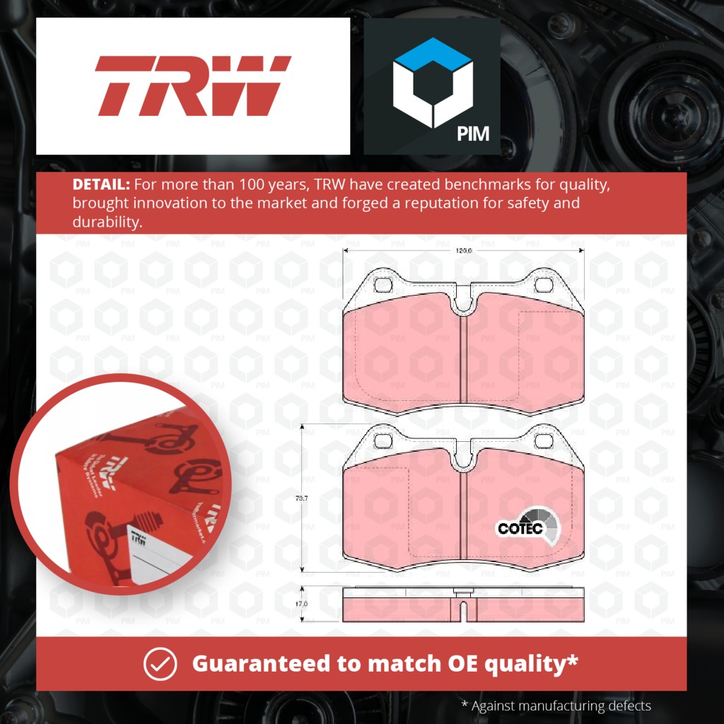 TRW Brake Pads Set Front GDB1269 [PM199509]