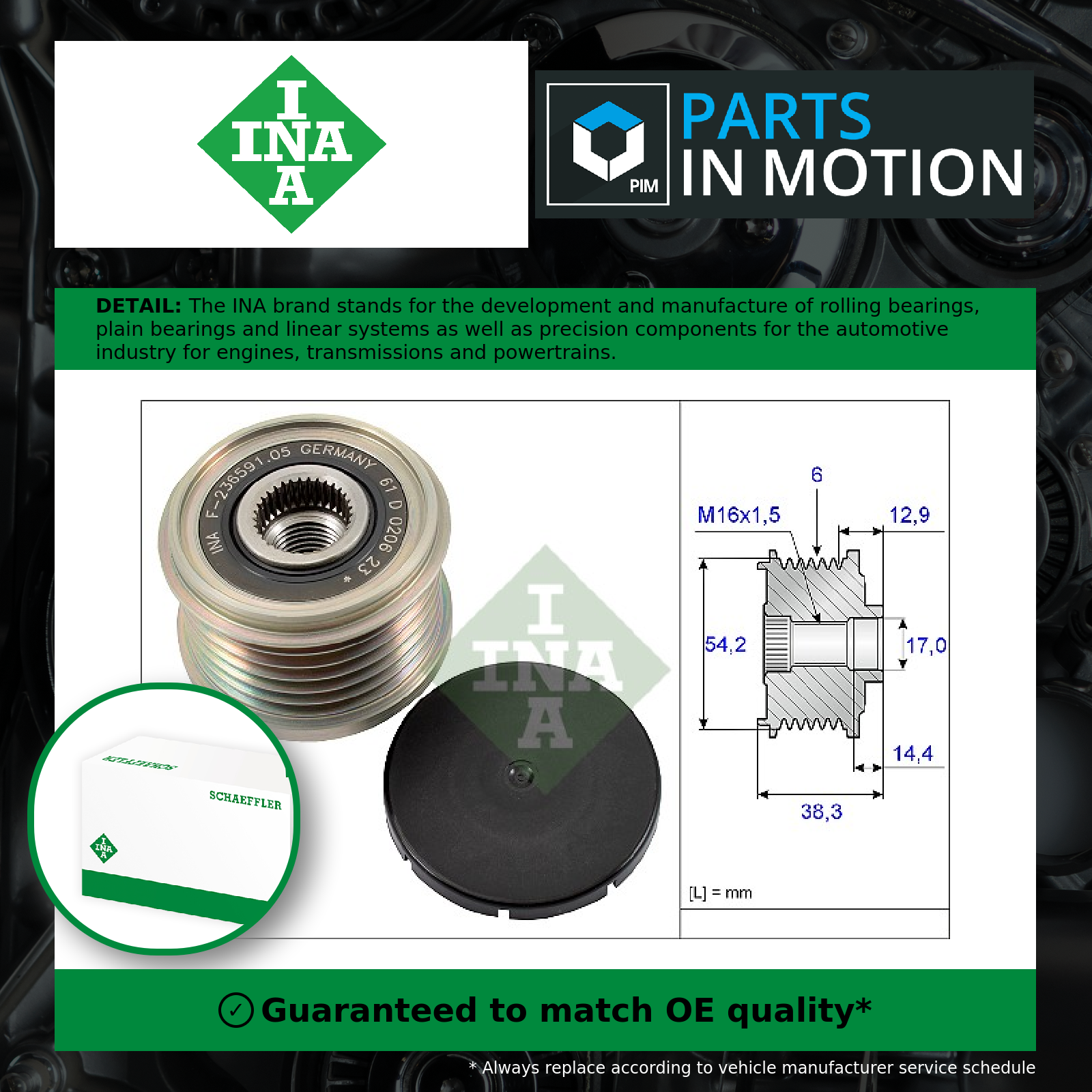 INA Overrunning Alternator Pulley 535019410 [PM170875]