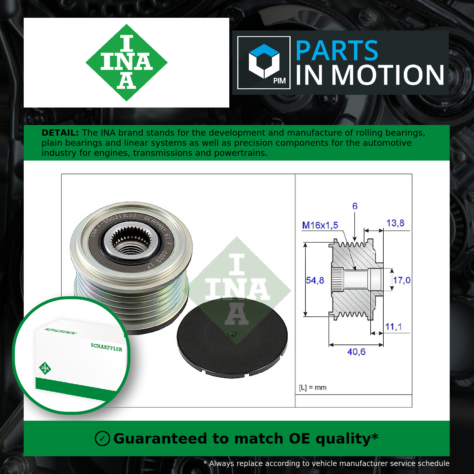 INA Overrunning Alternator Pulley 535010210 [PM170858]