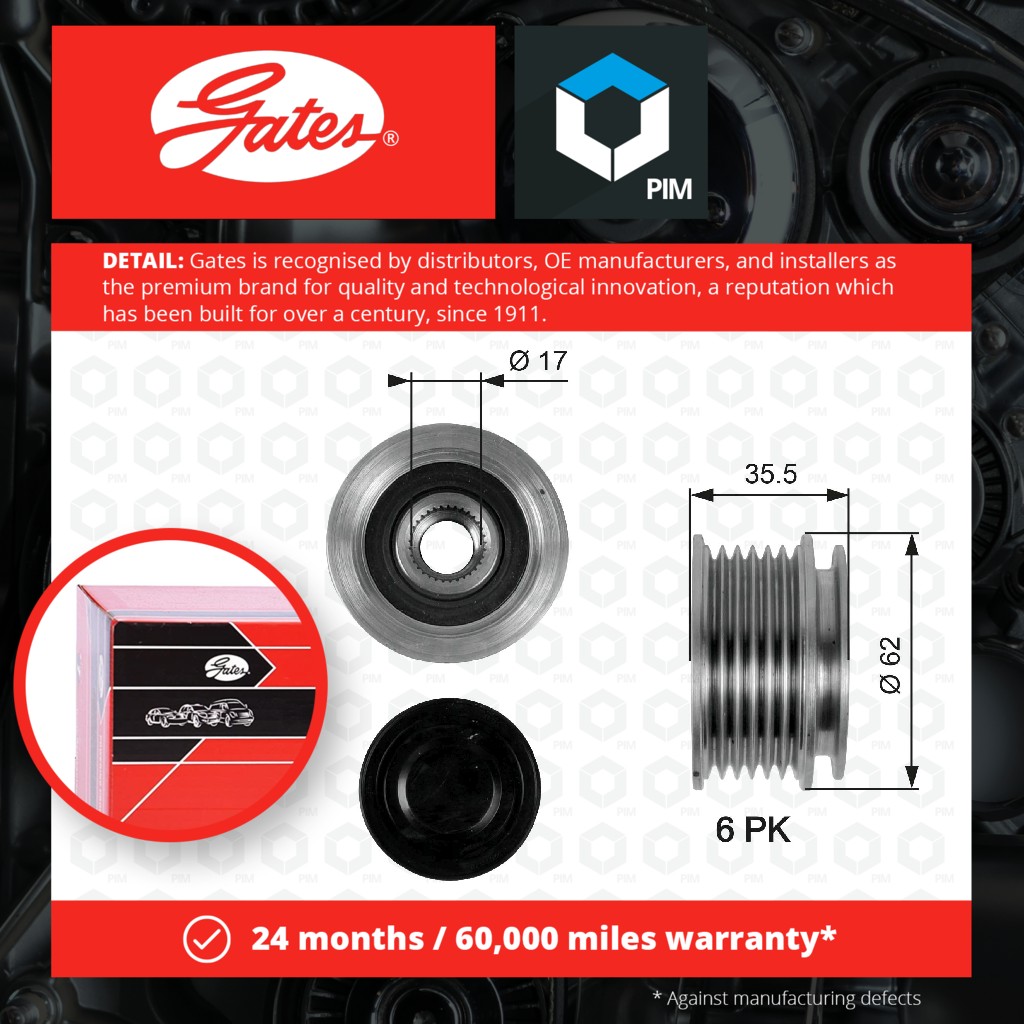 Gates Overrunning Alternator Pulley OAP7044 [PM155898]