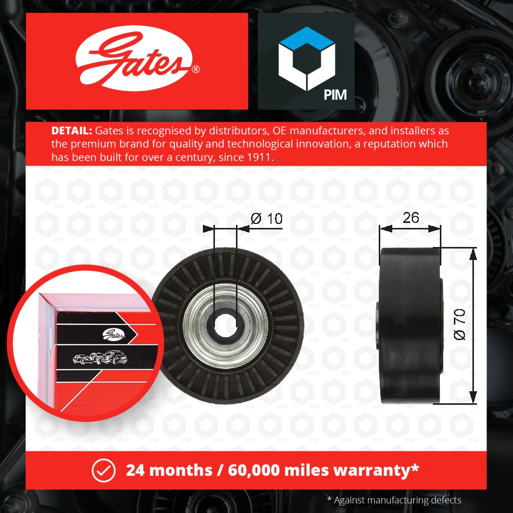 Gates Aux Belt Idler Pulley T36366 [PM155429]