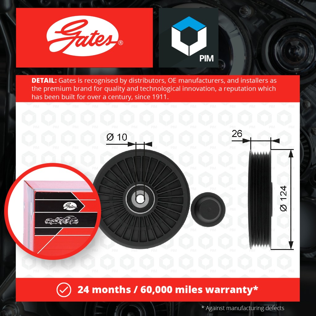 Gates Aux Belt Idler Pulley T36216 [PM155420]