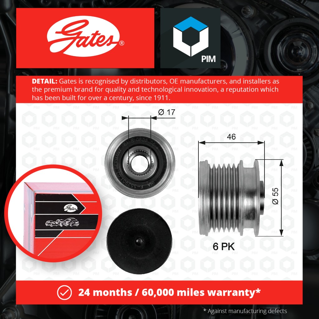 Gates Overrunning Alternator Pulley OAP7092 [PM153249]